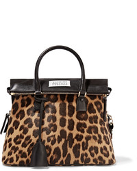 Темно-коричневая большая сумка с леопардовым принтом от Maison Margiela