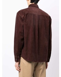 Мужская темно-коричневая вельветовая рубашка с длинным рукавом от Carhartt WIP