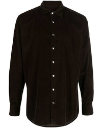 Мужская темно-коричневая вельветовая рубашка с длинным рукавом от Moncler