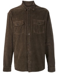Мужская темно-коричневая вельветовая рубашка с длинным рукавом от OSKLEN