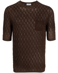 Мужская темно-коричневая вязаная футболка с круглым вырезом от Ballantyne