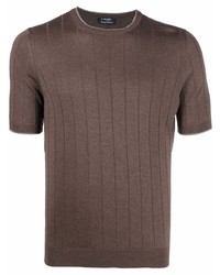 Мужская темно-коричневая вязаная футболка с круглым вырезом от Barba
