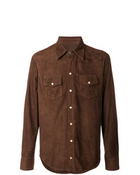 Мужская темно-коричневая джинсовая рубашка от Fortela