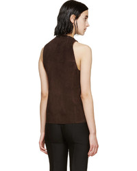 Женская темно-коричневая замшевая безрукавка от CNC Costume National