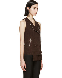 Женская темно-коричневая замшевая безрукавка от CNC Costume National