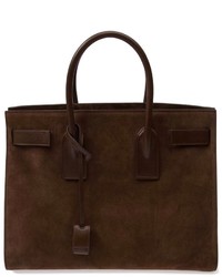 Темно-коричневая замшевая большая сумка от Saint Laurent