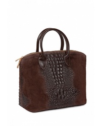 Темно-коричневая замшевая большая сумка от Sefaro Exotic