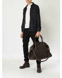 Мужская темно-коричневая замшевая большая сумка от Ajmone