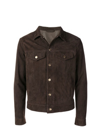 Мужская темно-коричневая замшевая куртка-рубашка от Alanui