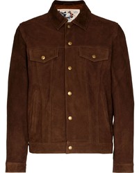 Мужская темно-коричневая замшевая куртка-рубашка от Nudie Jeans