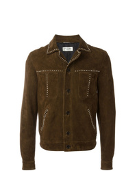 Мужская темно-коричневая замшевая куртка-рубашка от Saint Laurent