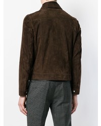 Мужская темно-коричневая замшевая куртка-рубашка от AMI Alexandre Mattiussi