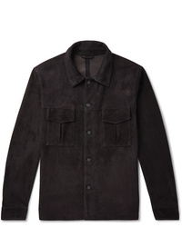 Мужская темно-коричневая замшевая куртка-рубашка от Valstar
