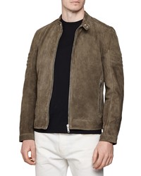 Темно-коричневая замшевая куртка харрингтон