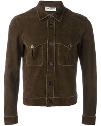 Мужская темно-коричневая замшевая куртка от Saint Laurent