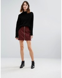 Темно-коричневая замшевая мини-юбка