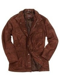 Темно-коричневая замшевая полевая куртка