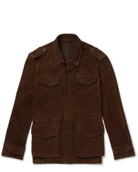 Темно-коричневая замшевая полевая куртка от Kingsman