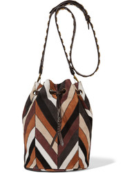 Женская темно-коричневая замшевая сумка в горизонтальную полоску от Jerome Dreyfuss