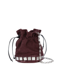 Темно-коричневая замшевая сумка-мешок с украшением от Tomasini