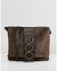 Темно-коричневая замшевая сумка через плечо от ASOS DESIGN
