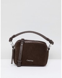 Темно-коричневая замшевая сумка через плечо от Calvin Klein
