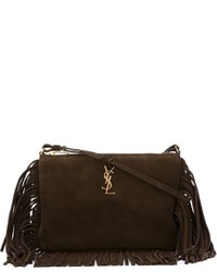 Темно-коричневая замшевая сумка через плечо от Saint Laurent