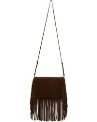 Женская темно-коричневая замшевая сумка от Saint Laurent