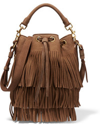 Женская темно-коричневая замшевая сумка от Saint Laurent
