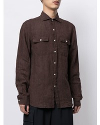 Мужская темно-коричневая классическая рубашка от Ralph Lauren Purple Label