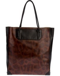 Темно-коричневая кожаная большая сумка с принтом от Alexander Wang