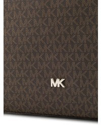 Темно-коричневая кожаная большая сумка с принтом от MICHAEL Michael Kors