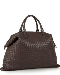 Темно-коричневая кожаная большая сумка от Bottega Veneta