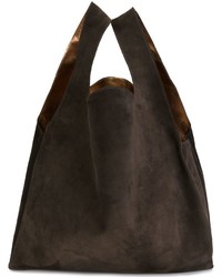 Темно-коричневая кожаная большая сумка от MM6 MAISON MARGIELA