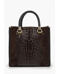 Темно-коричневая кожаная большая сумка от Sefaro Exotic