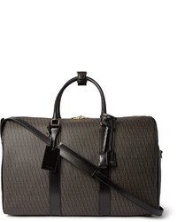 Мужская темно-коричневая кожаная дорожная сумка с принтом от Saint Laurent