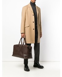 Мужская темно-коричневая кожаная дорожная сумка от Troubadour