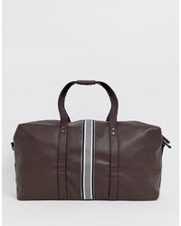 Мужская темно-коричневая кожаная дорожная сумка от New Look