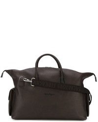 Мужская темно-коричневая кожаная дорожная сумка от Salvatore Ferragamo