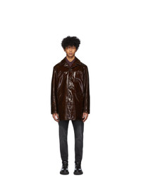 Мужская темно-коричневая кожаная куртка-рубашка от Acne Studios
