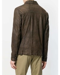 Мужская темно-коричневая кожаная куртка-рубашка от Salvatore Santoro
