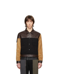 Мужская темно-коричневая кожаная куртка-рубашка от GR-Uniforma