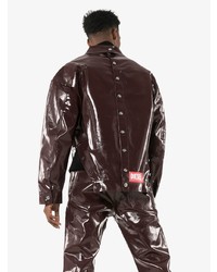 Мужская темно-коричневая кожаная куртка-рубашка от Diesel Red Tag
