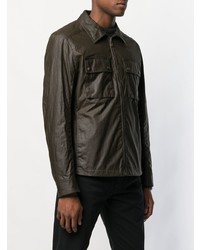 Мужская темно-коричневая кожаная куртка-рубашка от Belstaff