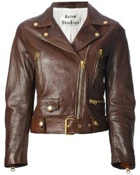Женская темно-коричневая кожаная куртка от Acne Studios