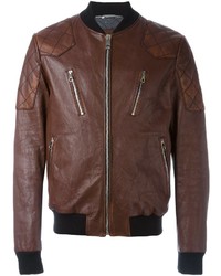Мужская темно-коричневая кожаная куртка от Dolce & Gabbana