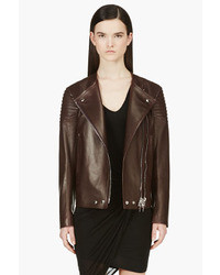 Женская темно-коричневая кожаная куртка от Givenchy