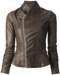 Женская темно-коричневая кожаная куртка от Rick Owens