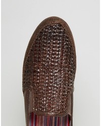 Мужская темно-коричневая кожаная плетеная обувь от Base London