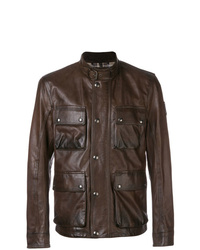Темно-коричневая кожаная полевая куртка от Belstaff
